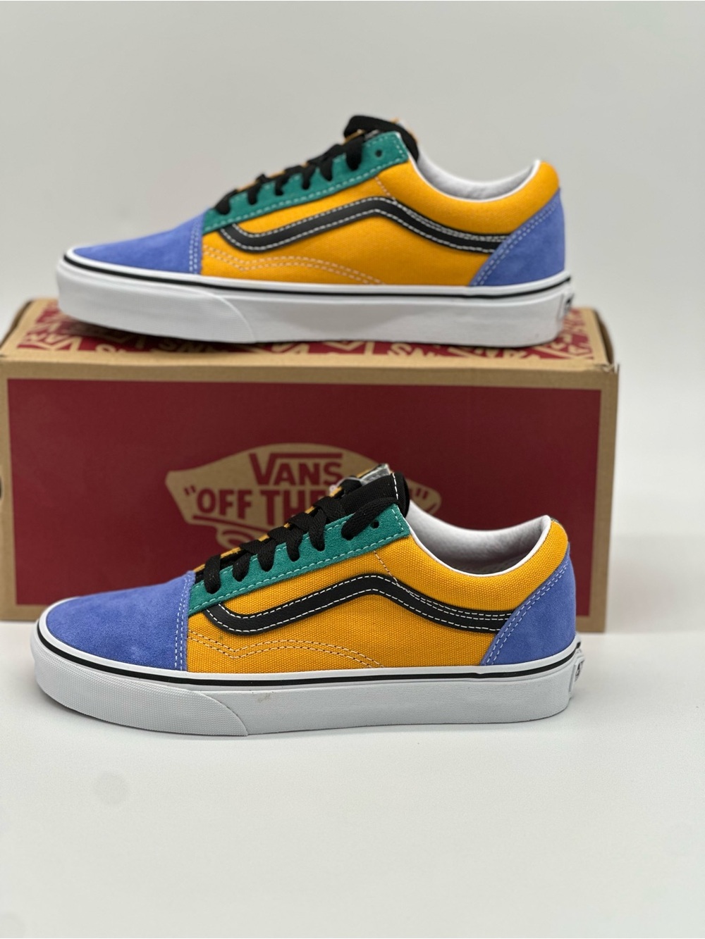 Vans Low Top Sneakers in Yellow, Blue & Green